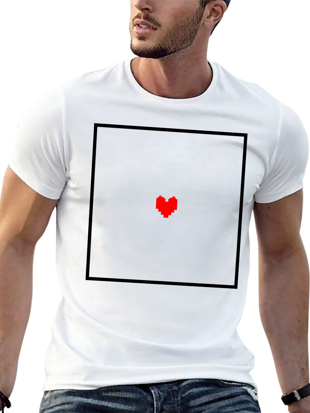 Pixel Heart Graphic Black T-Shirt