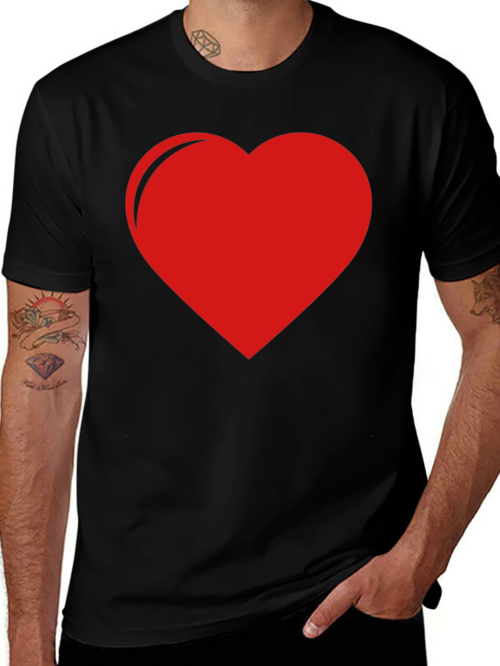 Red Heart Graphic Black Tee - Express Your Love!