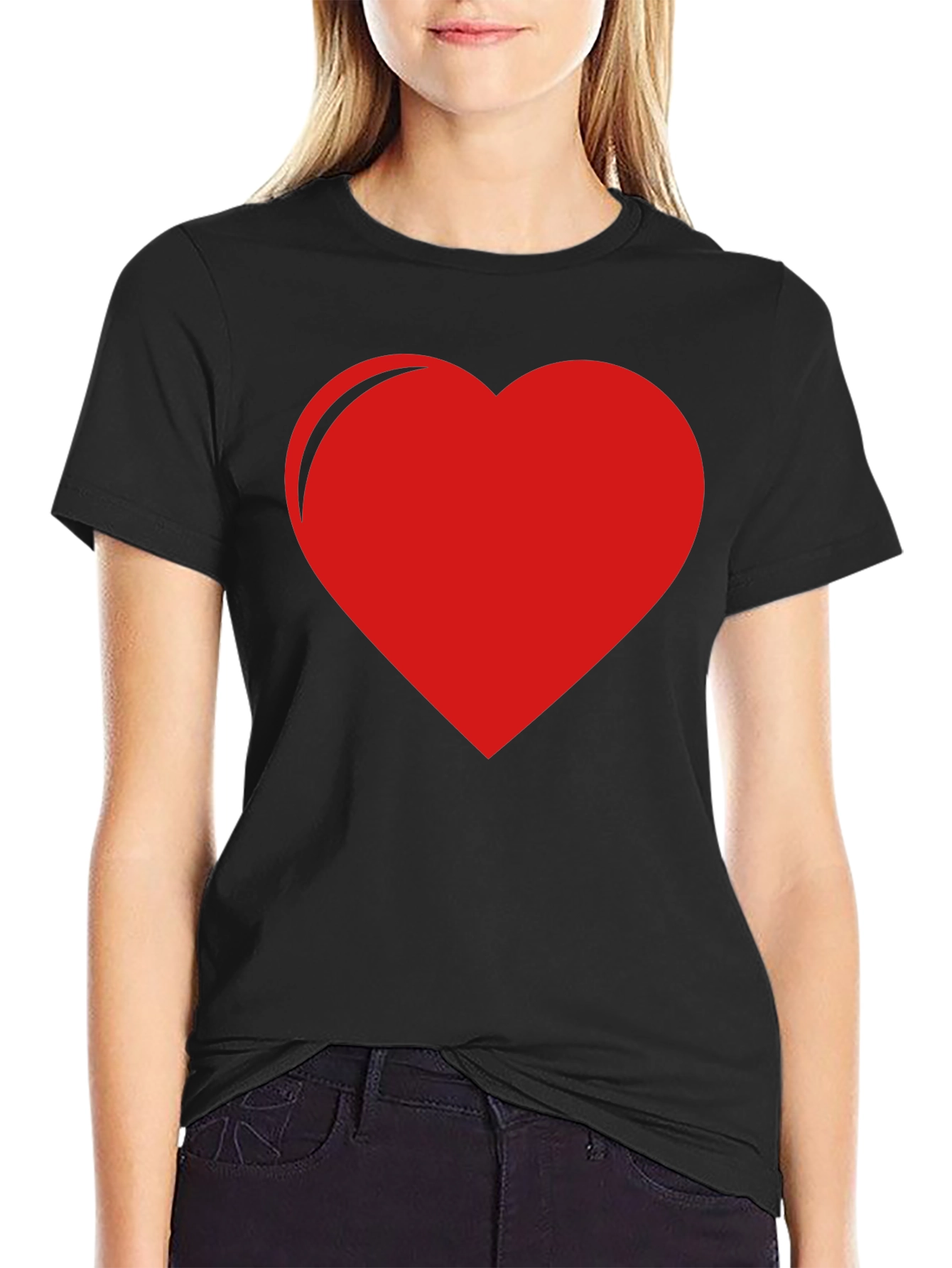 Red Heart Graphic Black Tee - Express Your Love!