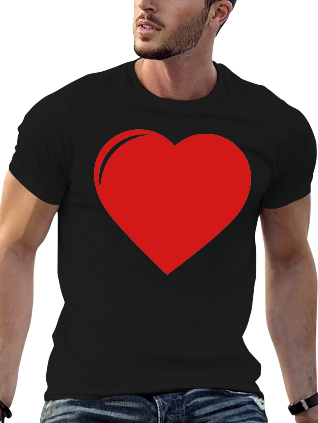 Red Heart Graphic Black Tee - Express Your Love!