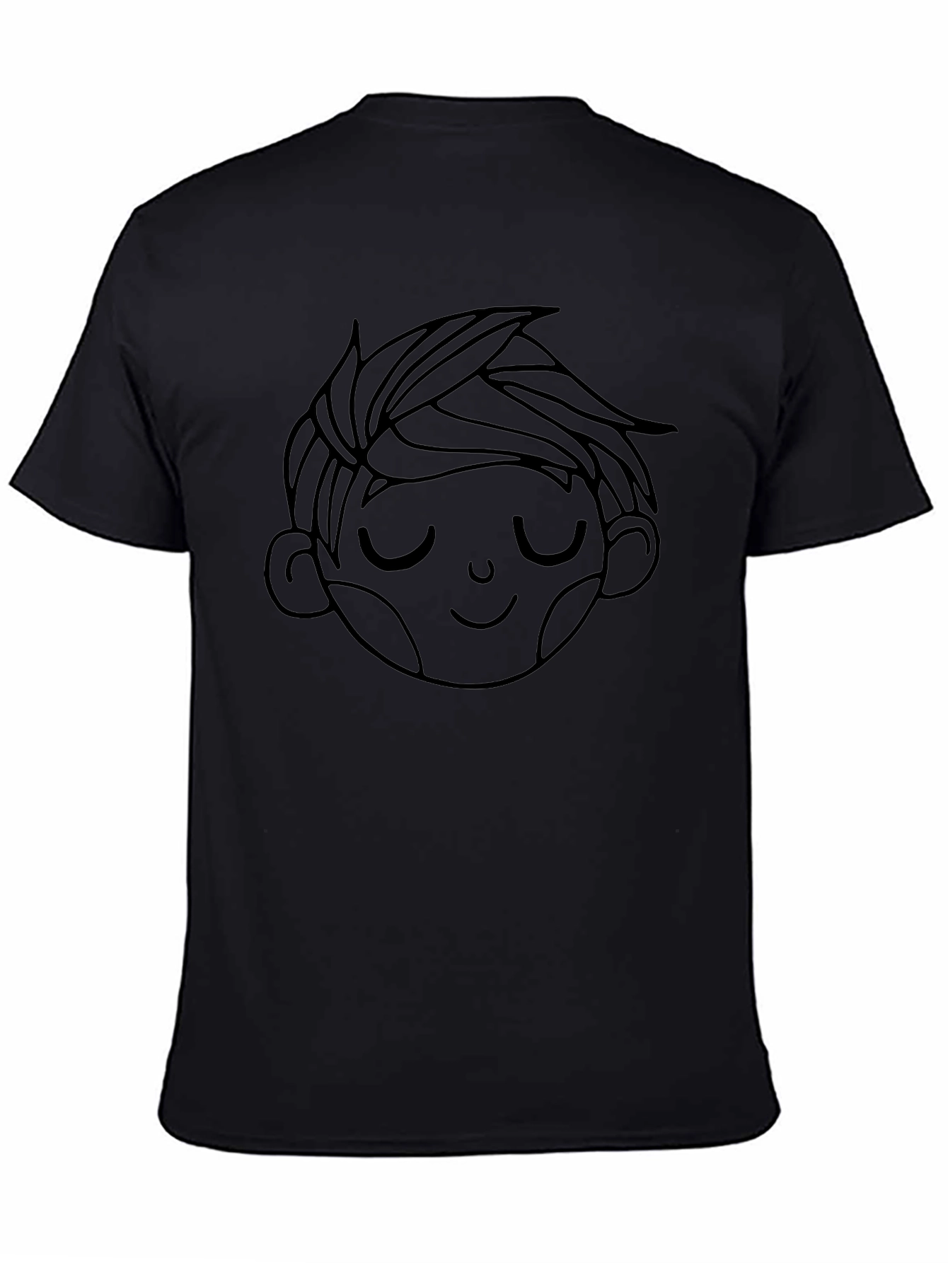 Mens Black Tee with Boy Face Graphic