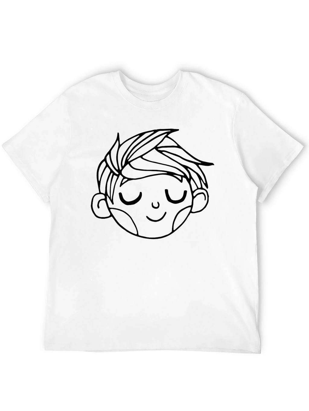 Mens Black Tee with Boy Face Graphic