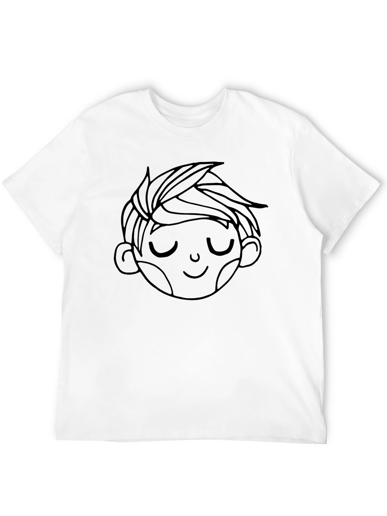 Mens Black Tee with Boy Face Graphic