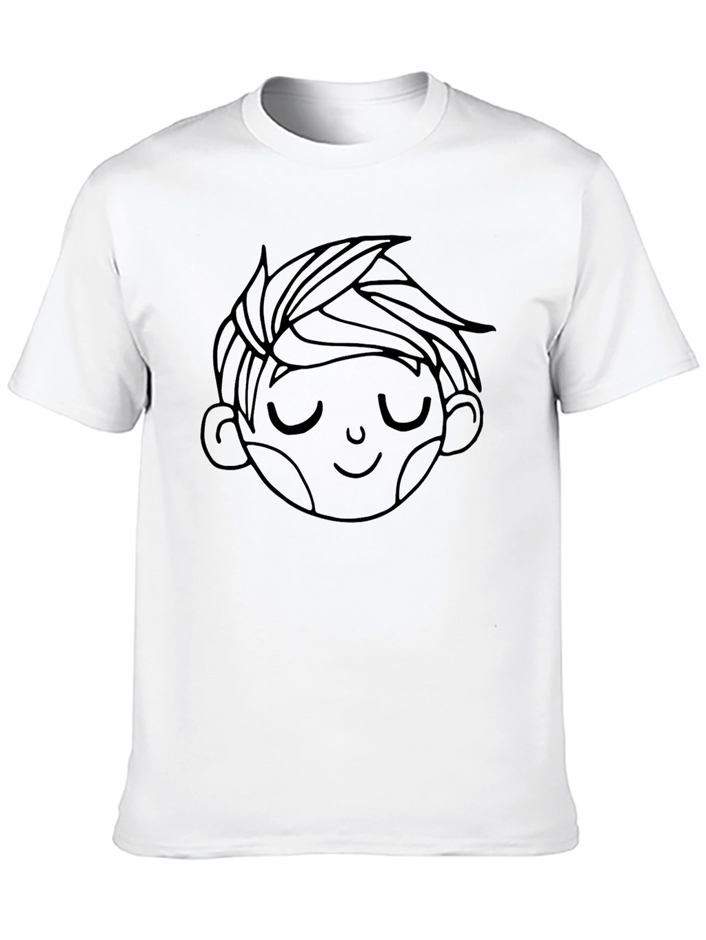 Mens Black Tee with Boy Face Graphic