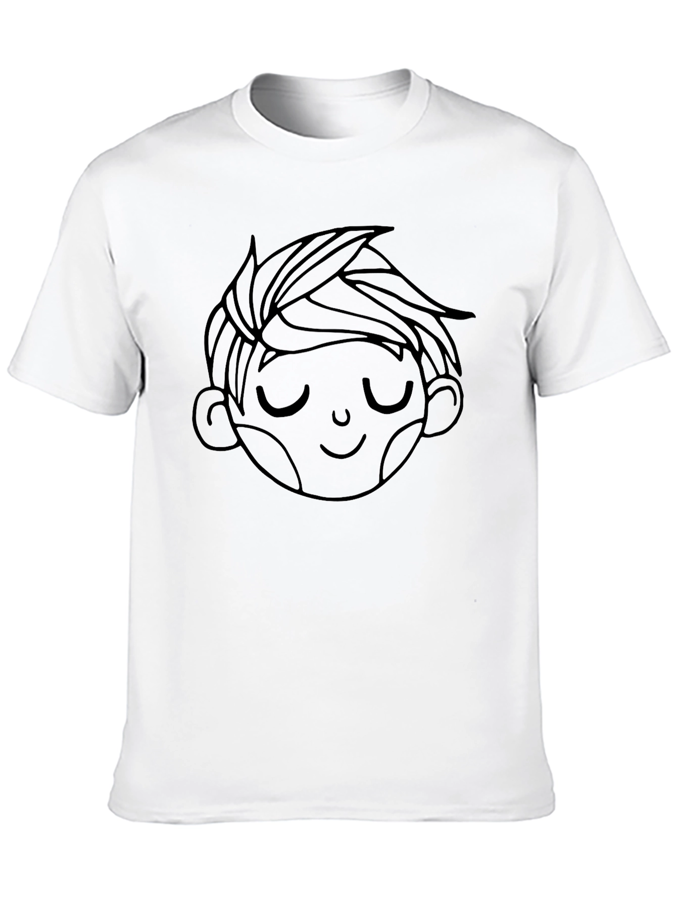 Mens Black Tee with Boy Face Graphic