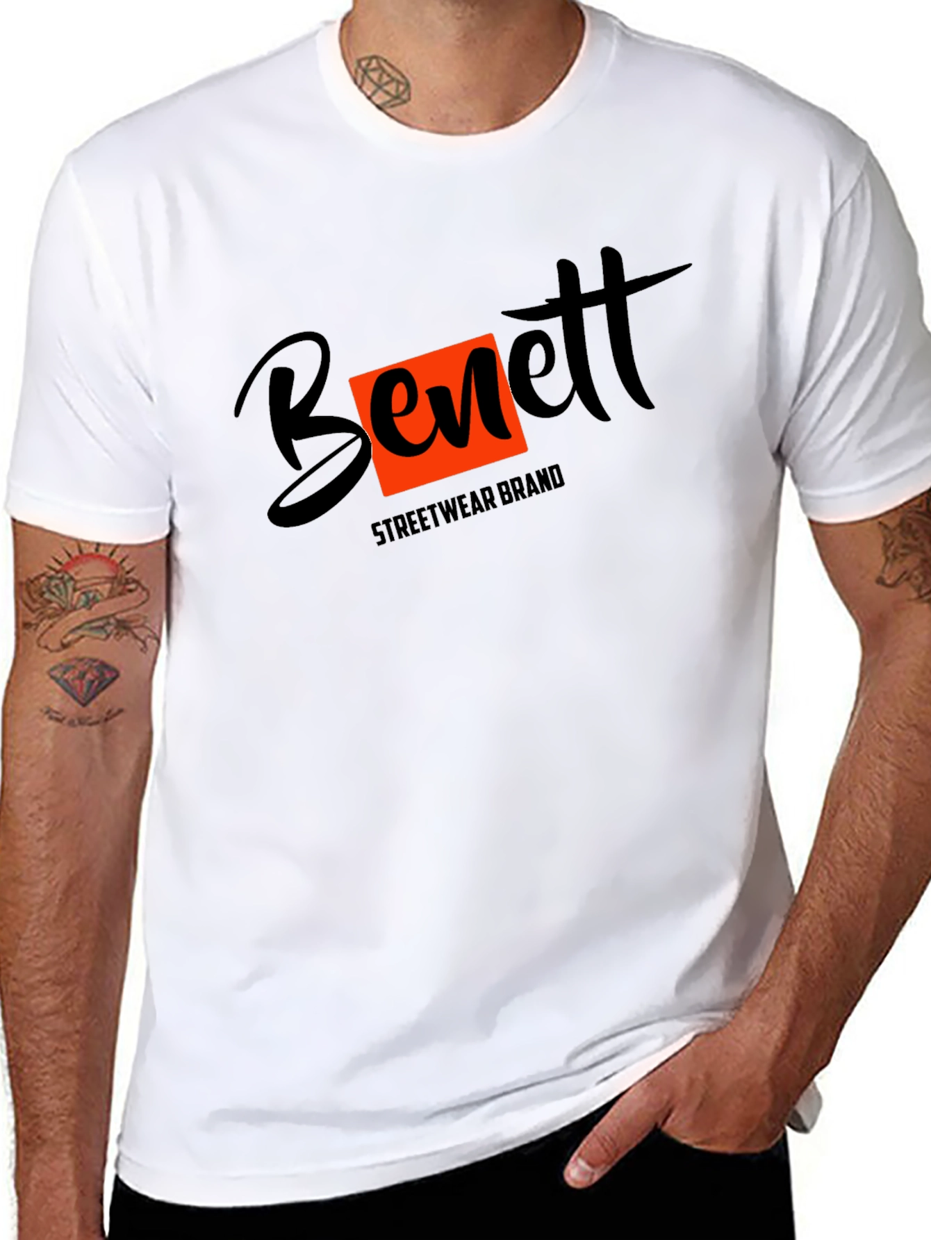 Black Bennett Streetwear Brand Graphic T-Shirt