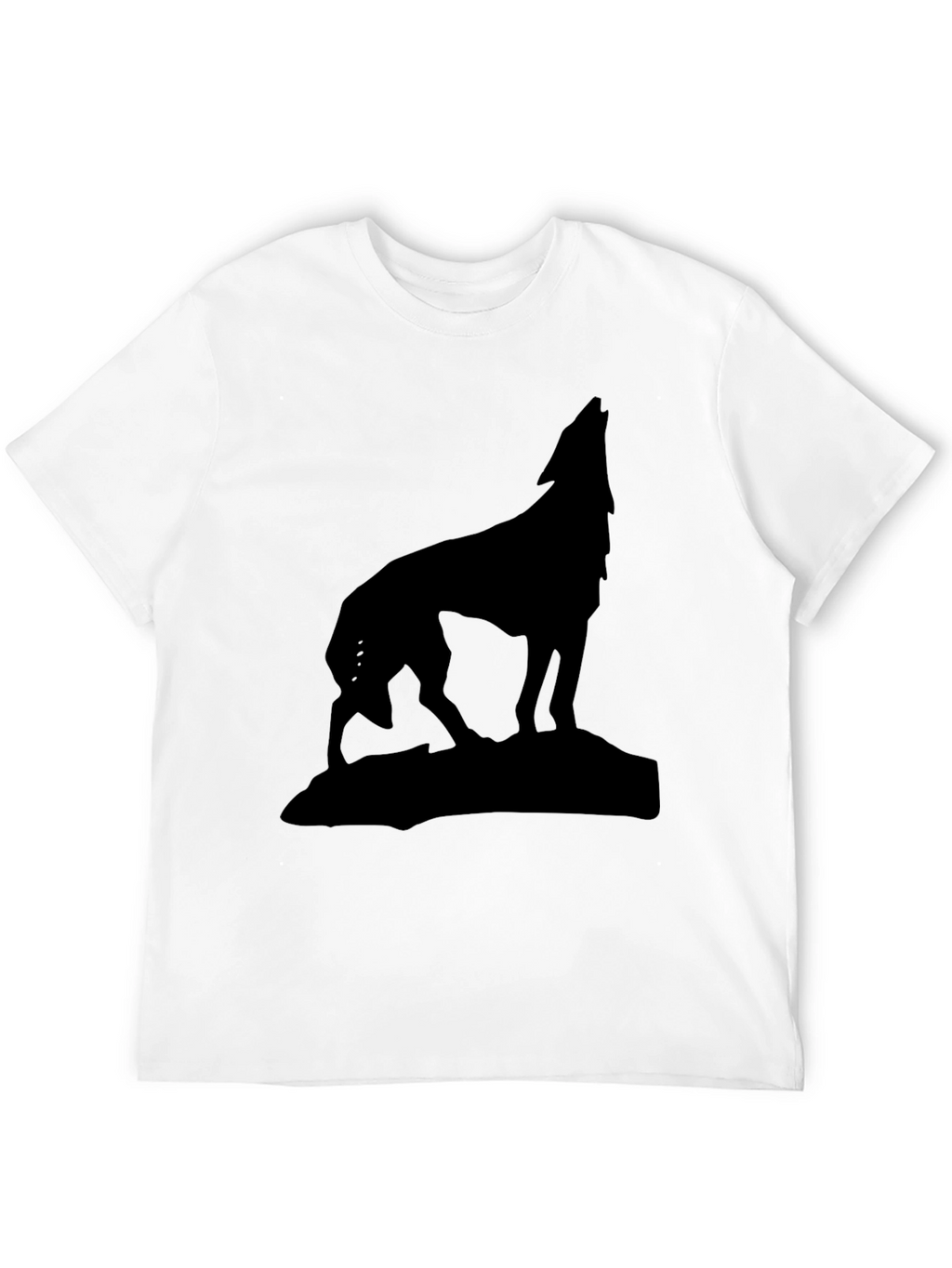 Wolf Silhouette Graphic Tee - Black Cotton Shirt