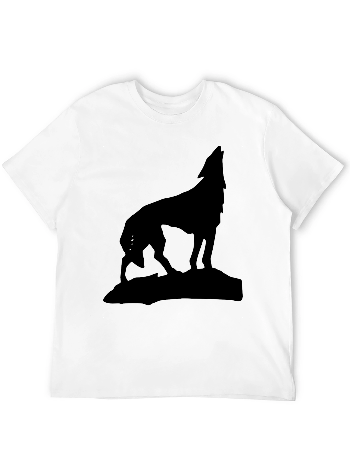 Wolf Silhouette Graphic Tee - Black Cotton Shirt