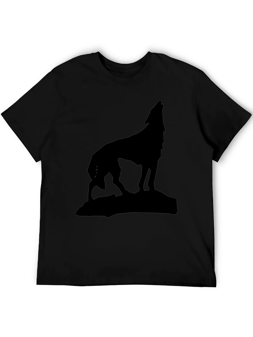Wolf Silhouette Graphic Tee - Black Cotton Shirt