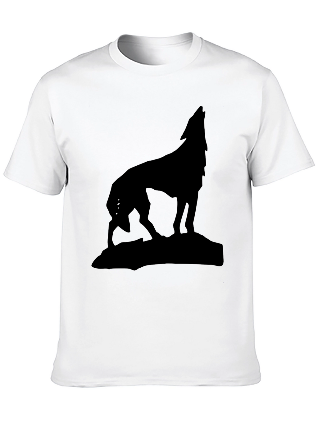 Wolf Silhouette Graphic Tee - Black Cotton Shirt