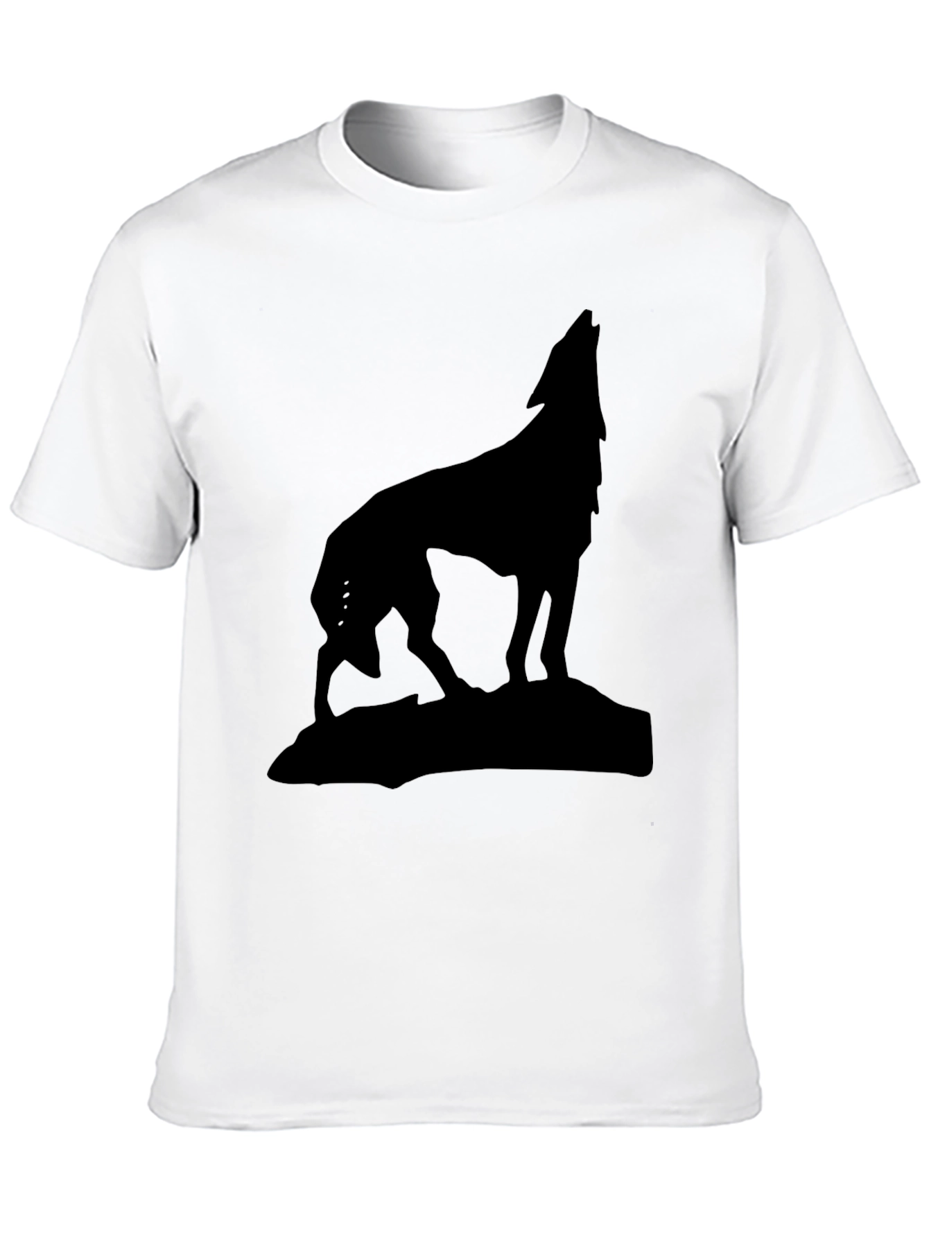 Wolf Silhouette Graphic Tee - Black Cotton Shirt