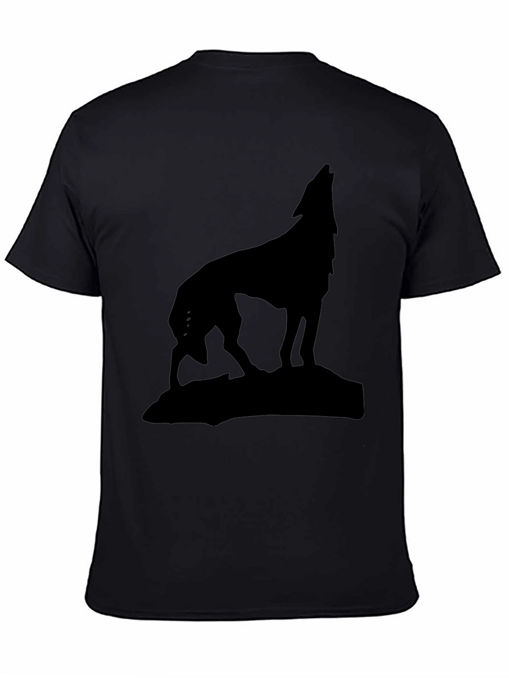 Wolf Silhouette Graphic Tee - Black Cotton Shirt