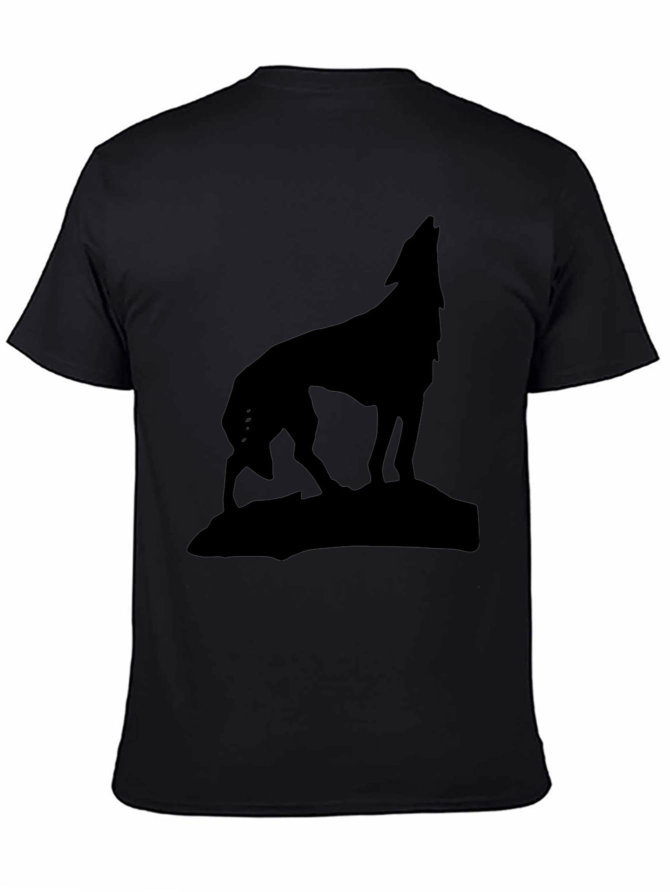 Wolf Silhouette Graphic Tee - Black Cotton Shirt