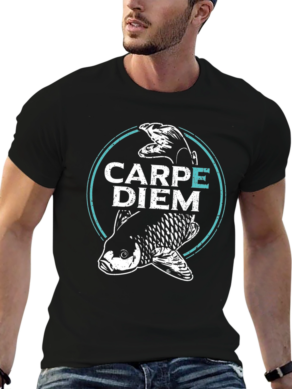 Carpe Diem Fish Graphic T-Shirt - Black
