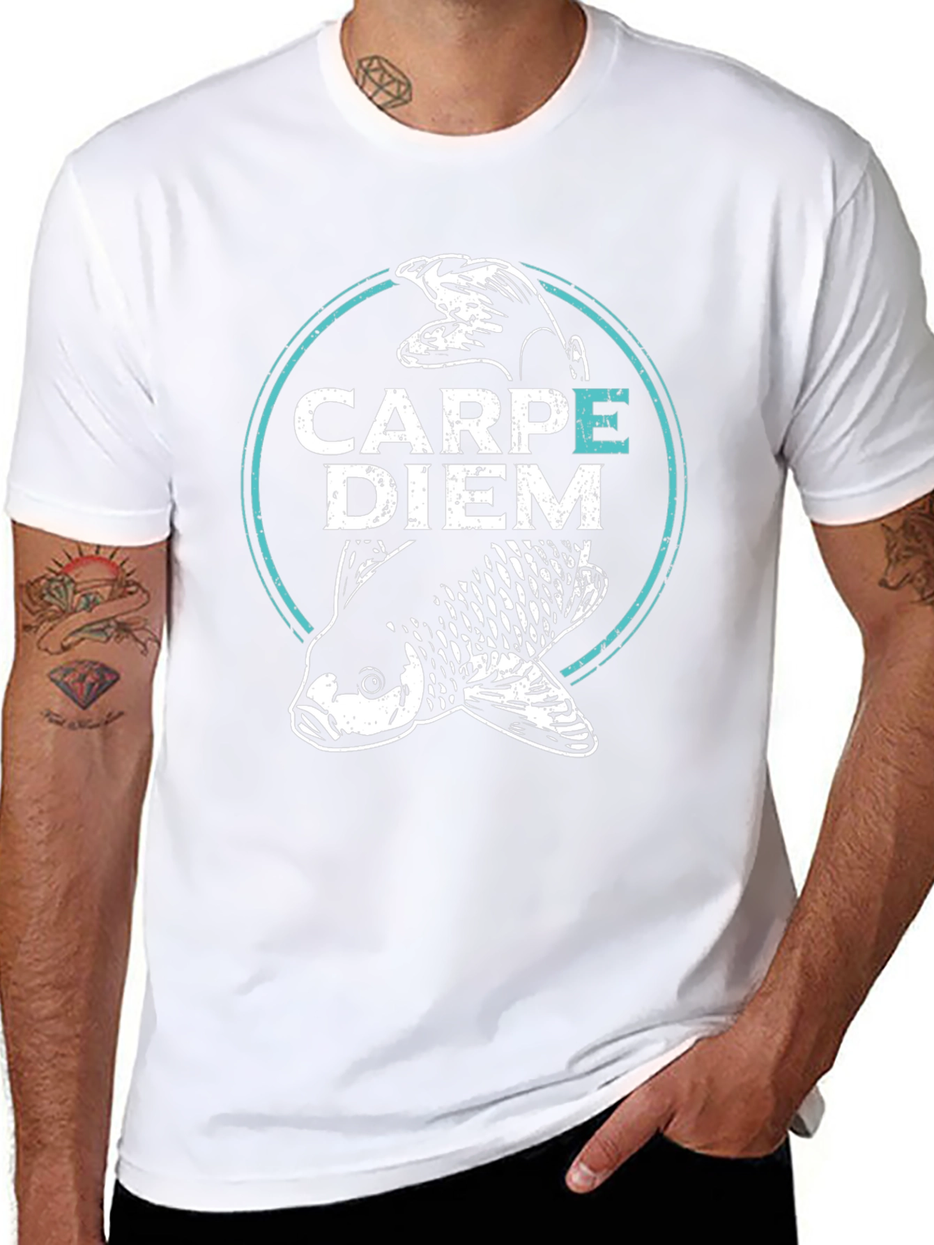 Carpe Diem Fish Graphic T-Shirt - Black