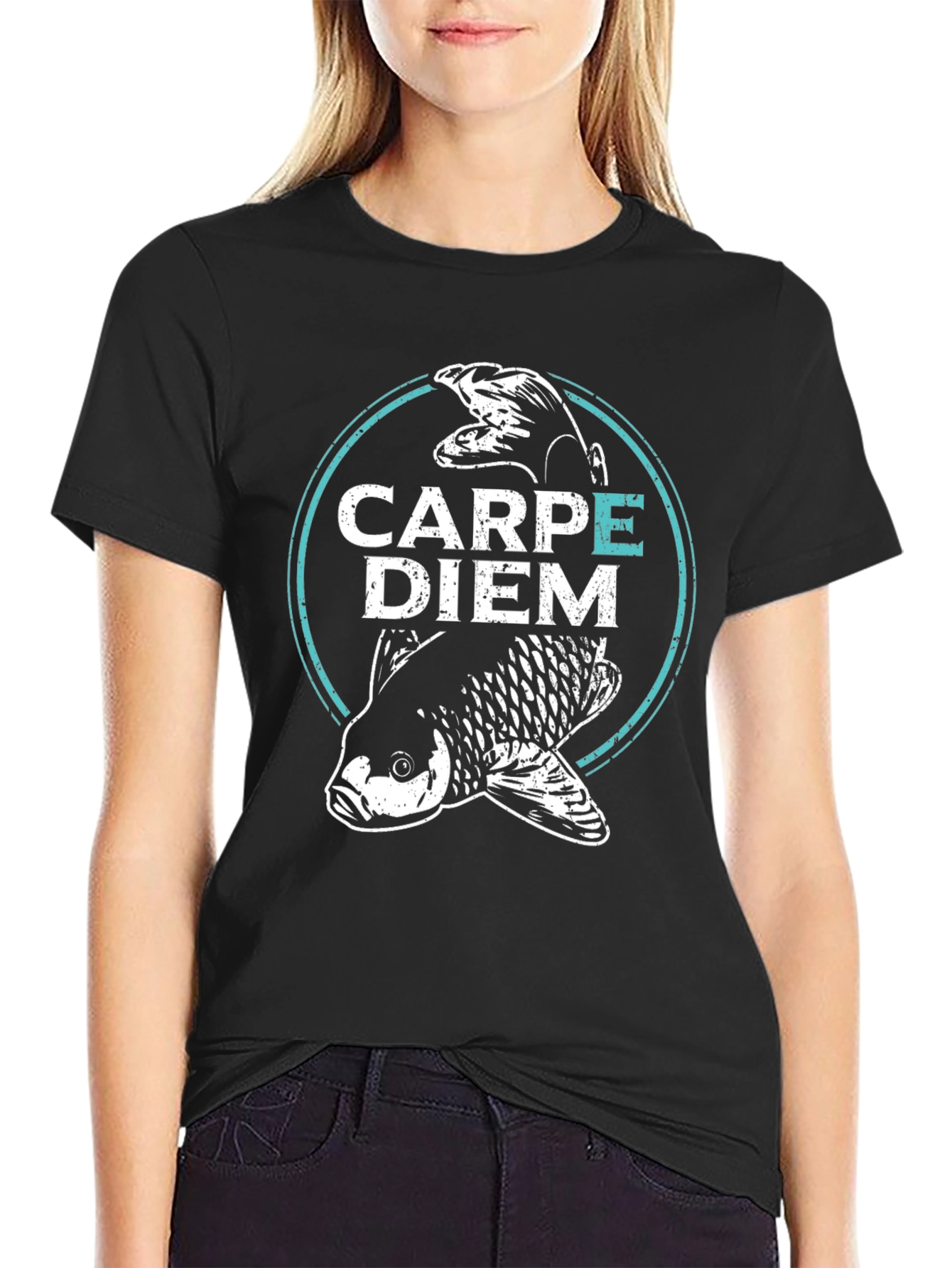 Carpe Diem Fish Graphic T-Shirt - Black