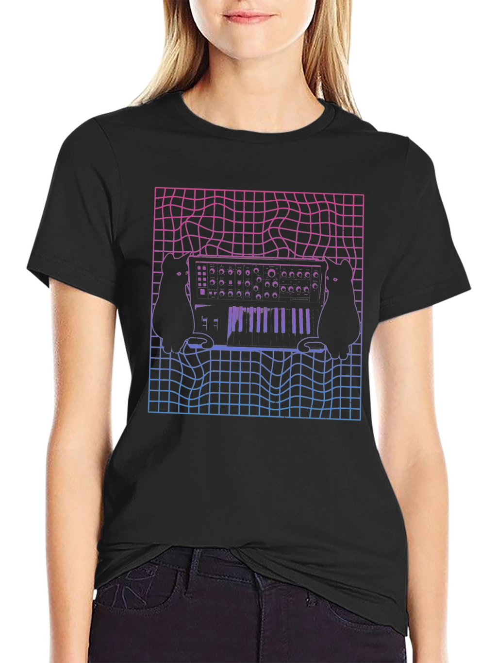 Synth Cat T-Shirt - Vaporwave Style Tee
