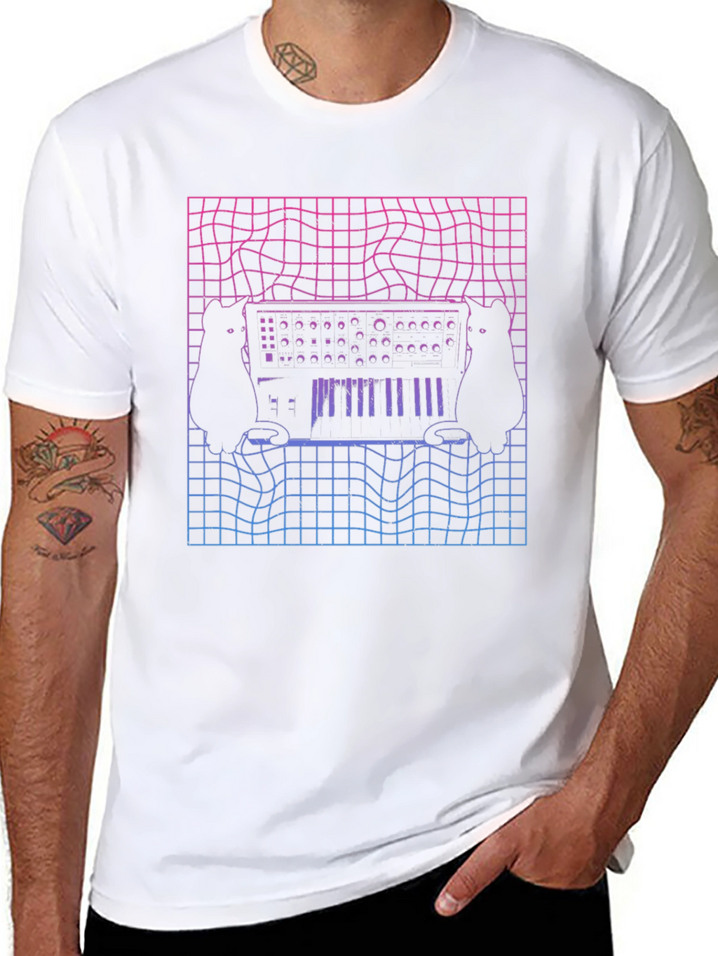 Synth Cat T-Shirt - Vaporwave Style Tee