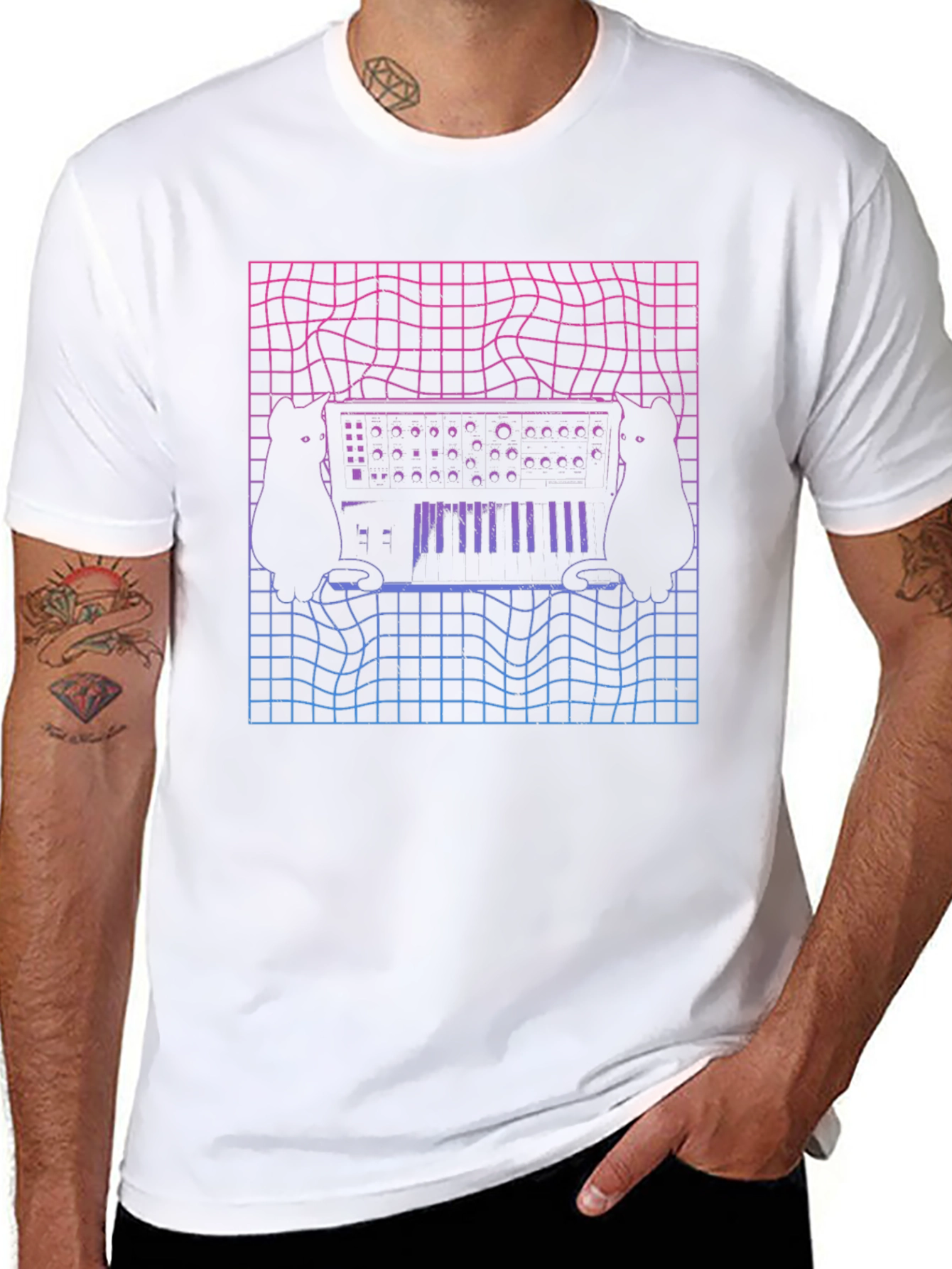 Synth Cat T-Shirt - Vaporwave Style Tee