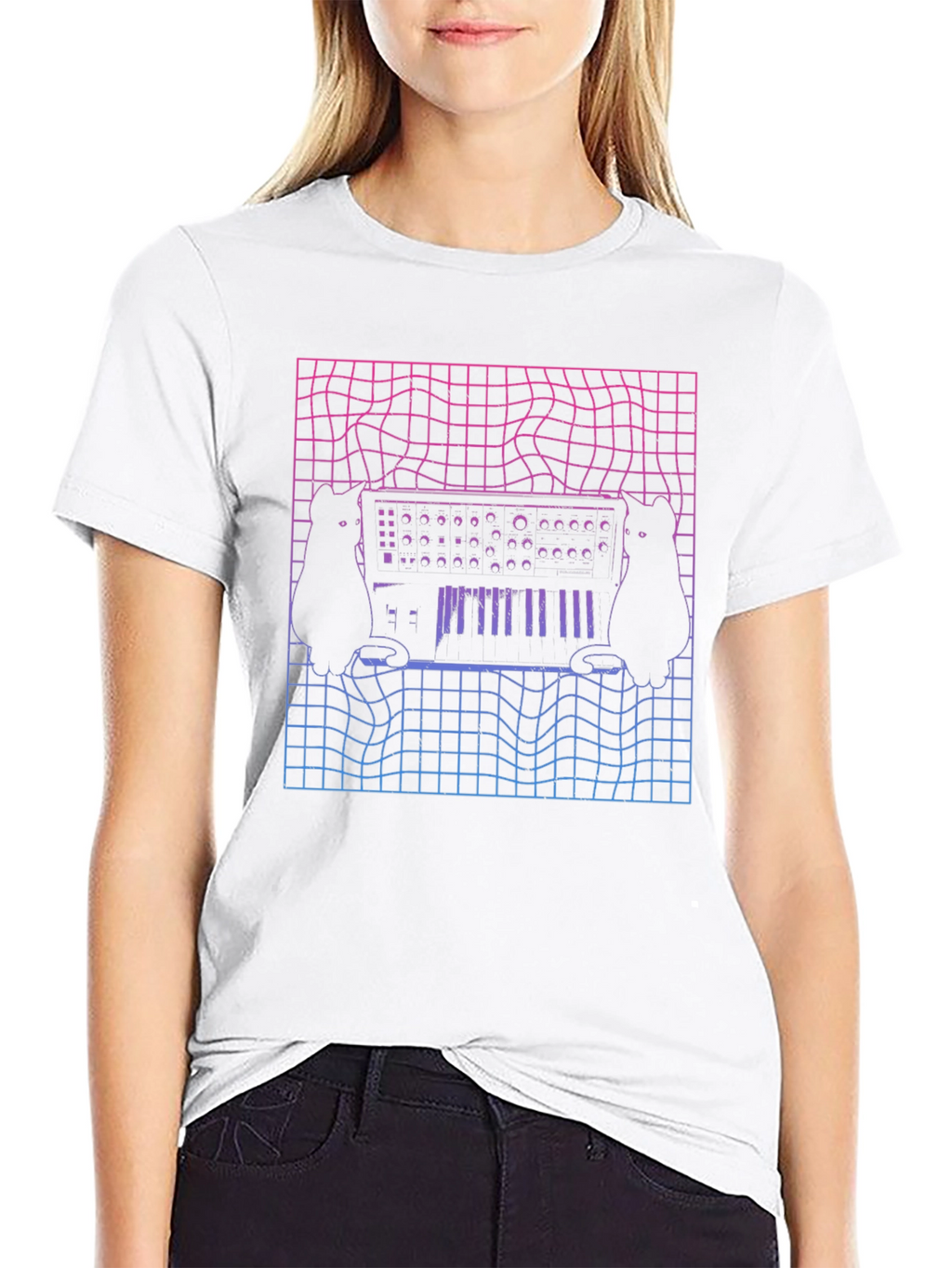 Synth Cat T-Shirt - Vaporwave Style Tee
