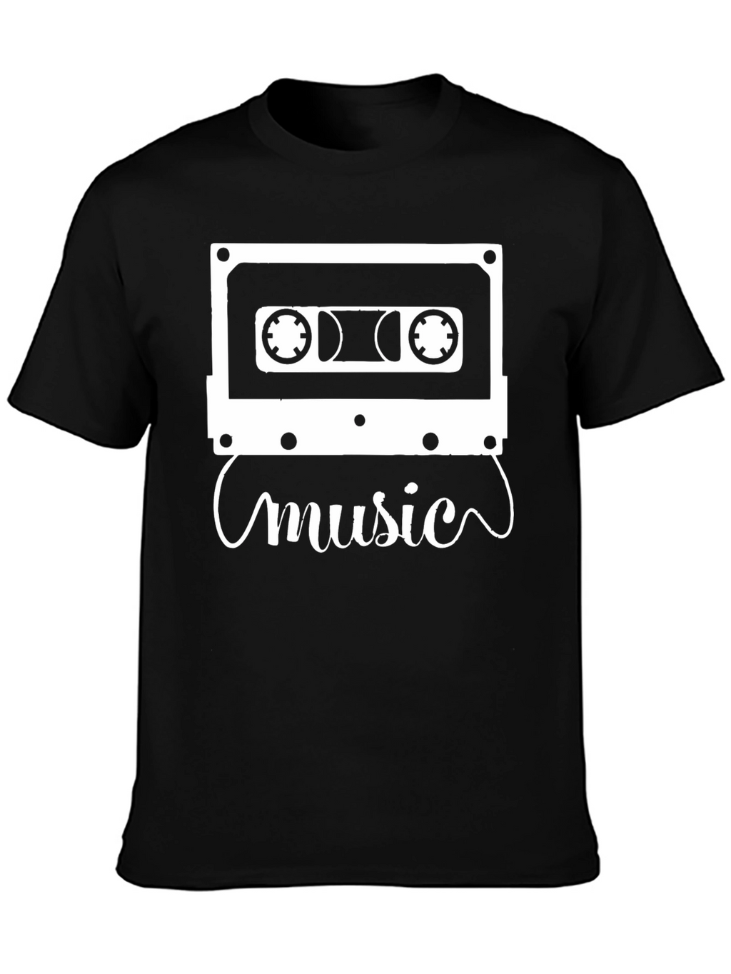 Retro Music Cassette Graphic Tee - Black