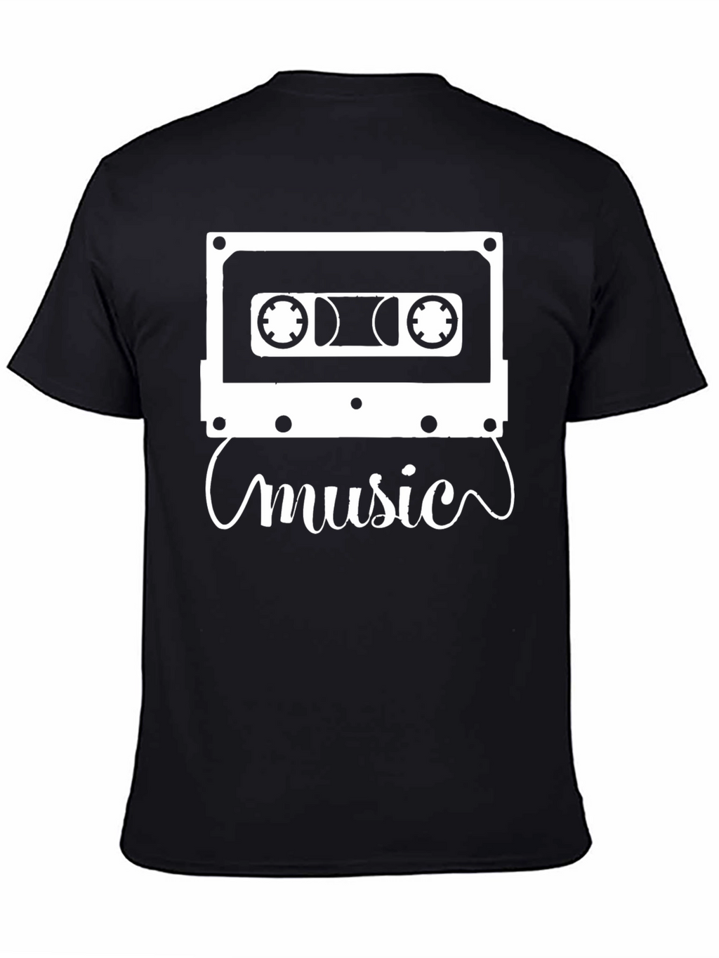 Retro Music Cassette Graphic Tee - Black