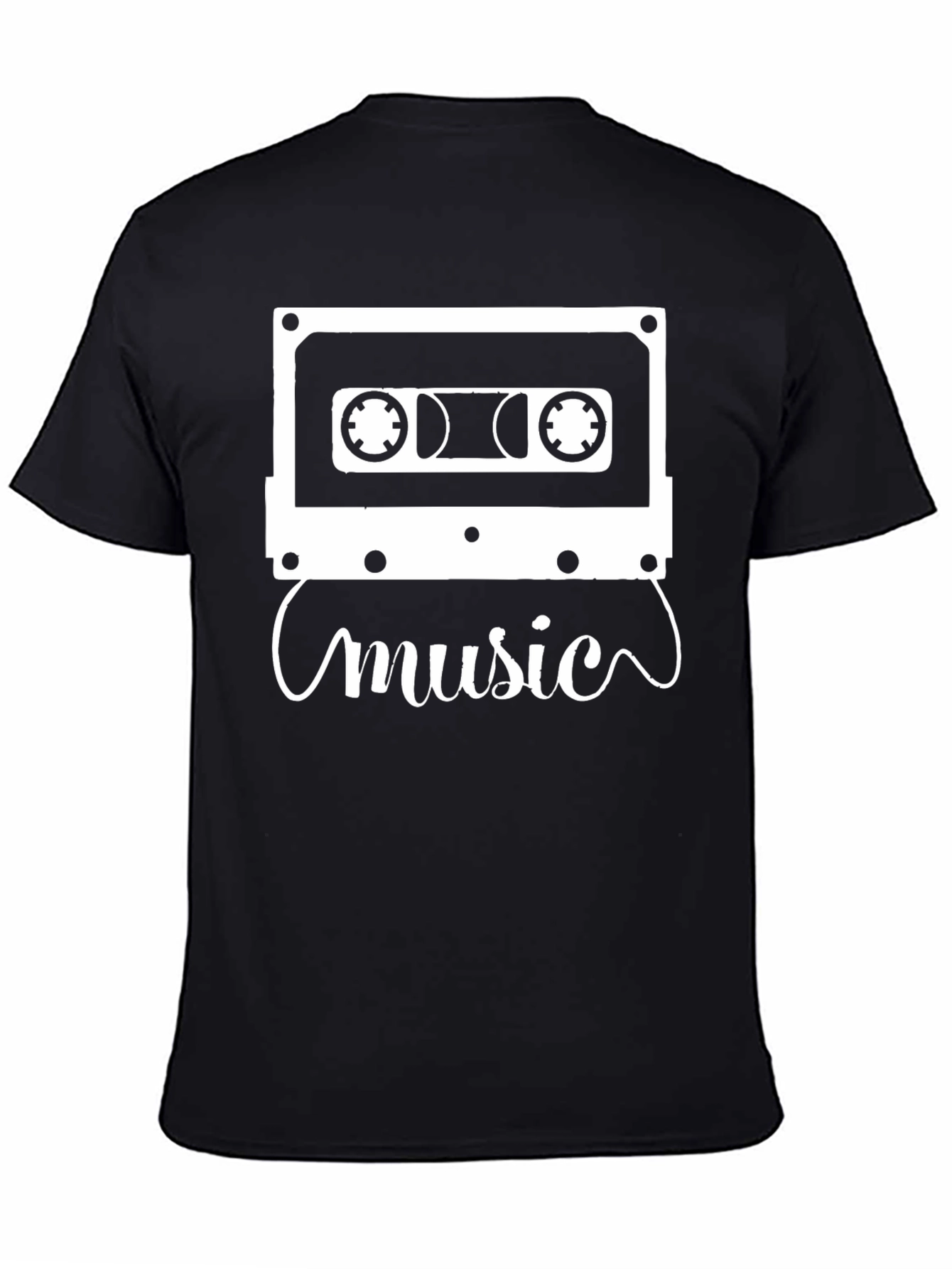 Retro Music Cassette Graphic Tee - Black