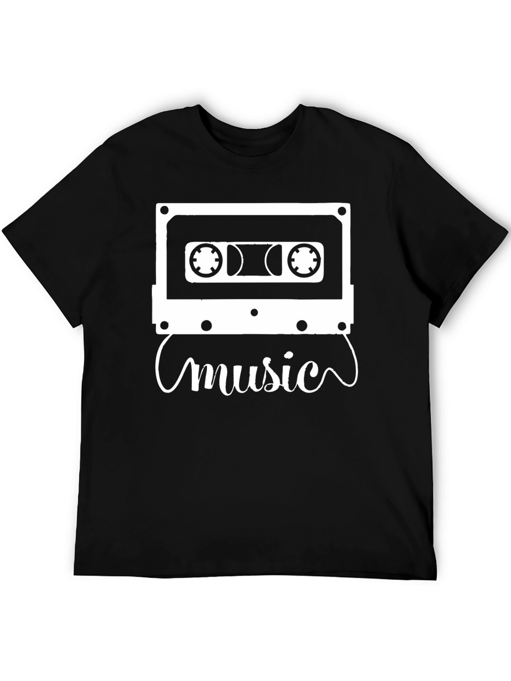 Retro Music Cassette Graphic Tee - Black