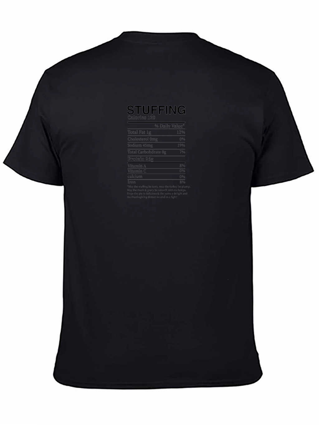 Stuffing Nutrition Facts Black T-Shirt