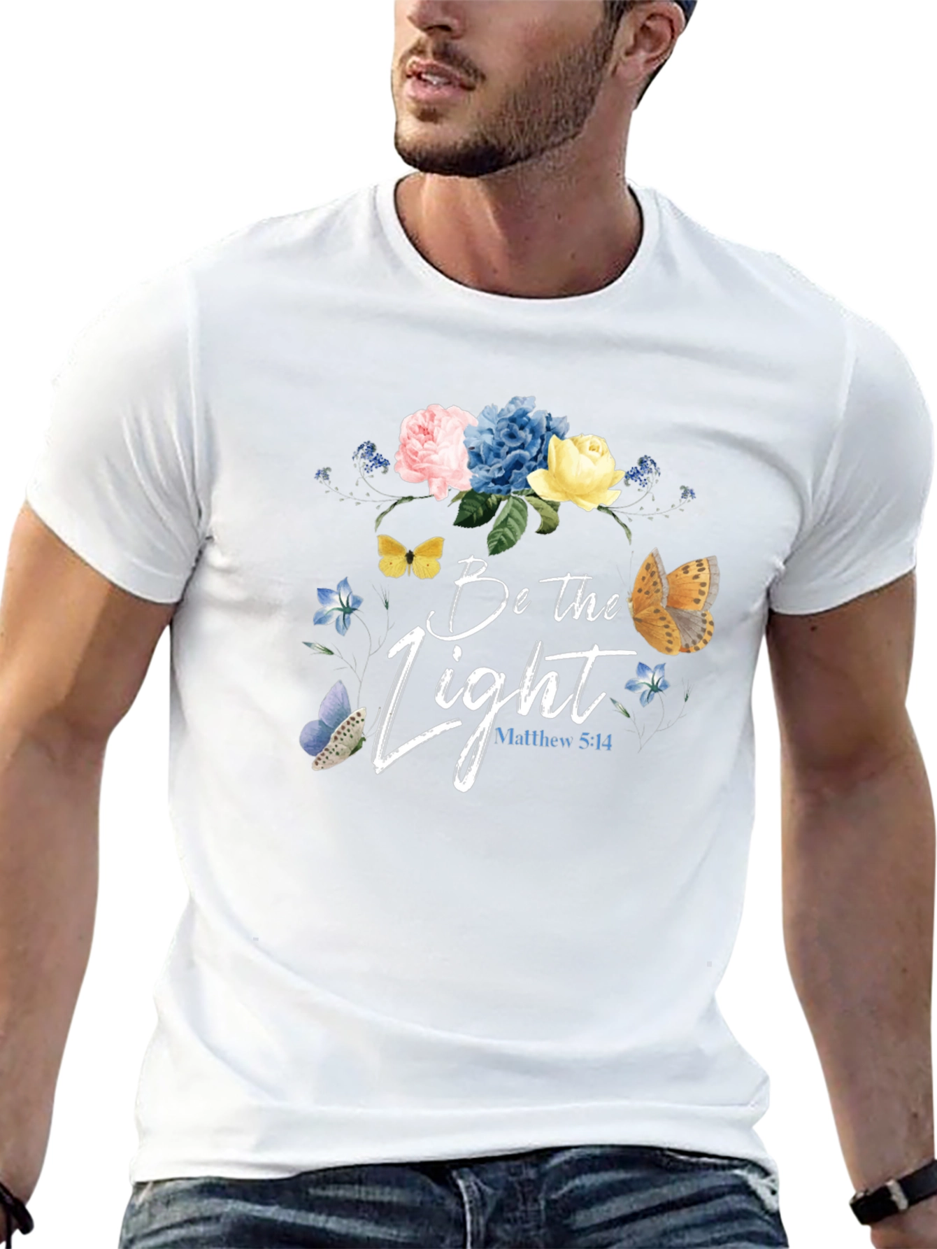 Be the Light Floral Graphic Tee - Christian Inspired T-Shirt