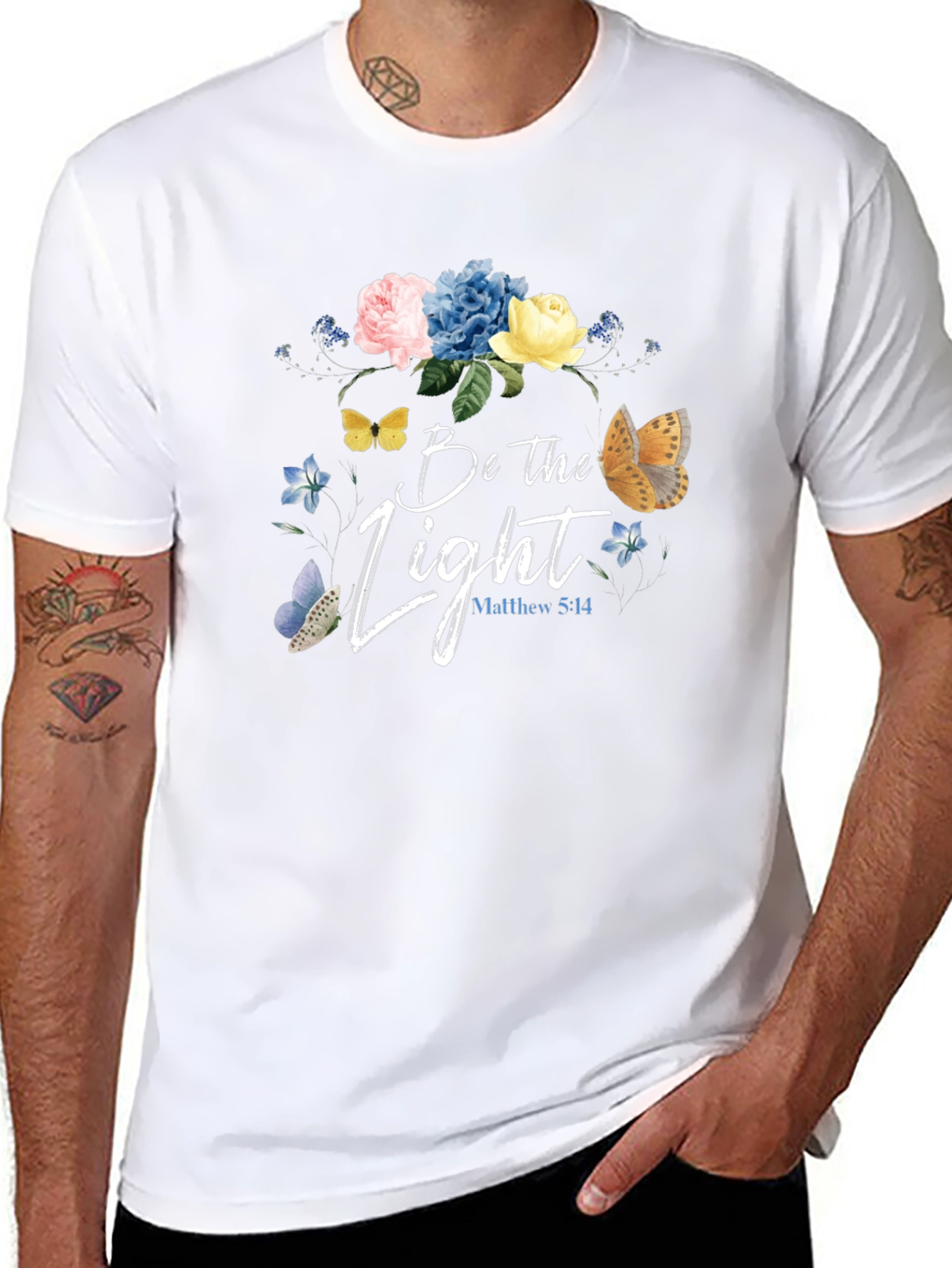 Be the Light Floral Graphic Tee - Christian Inspired T-Shirt