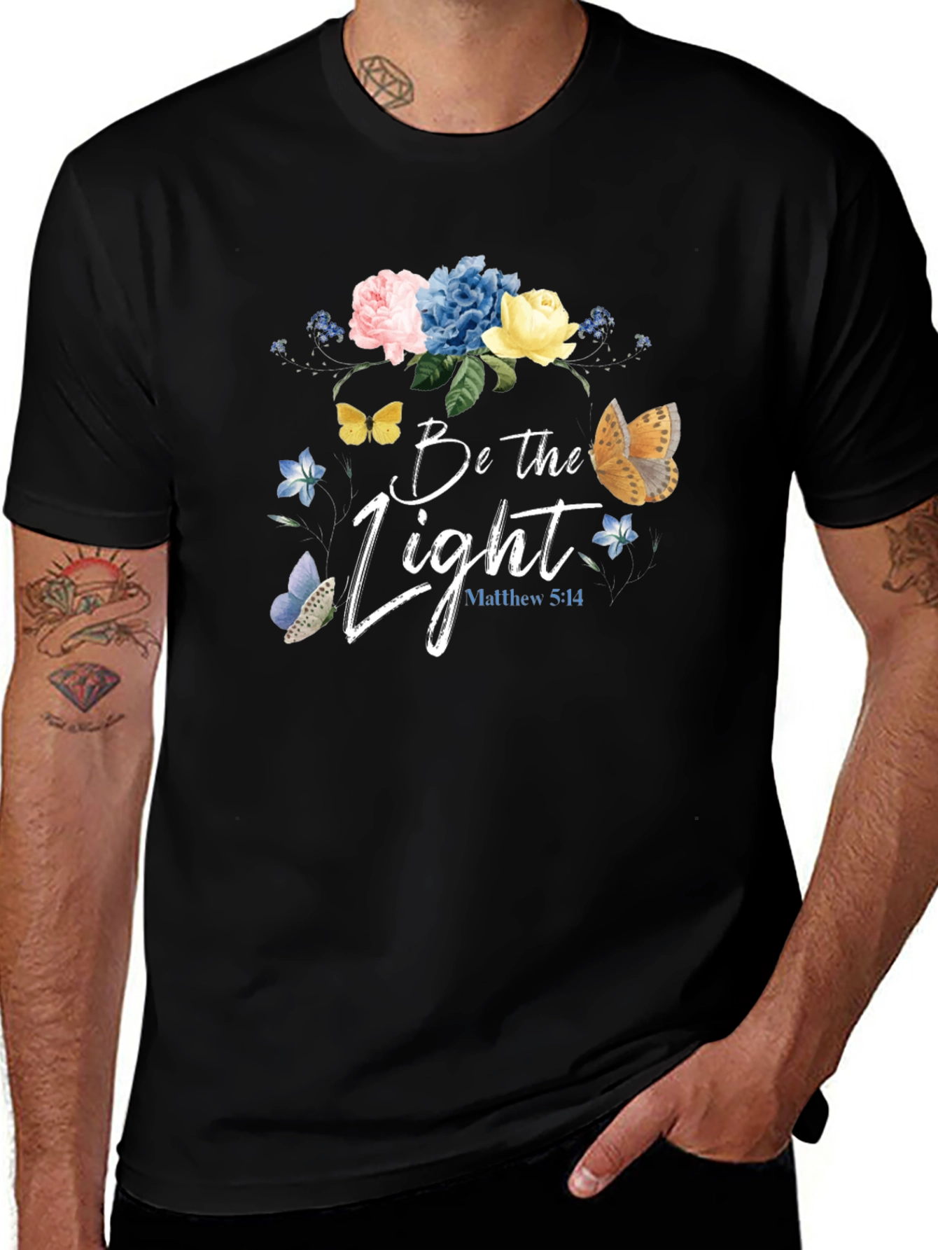 Be the Light Floral Graphic Tee - Christian Inspired T-Shirt