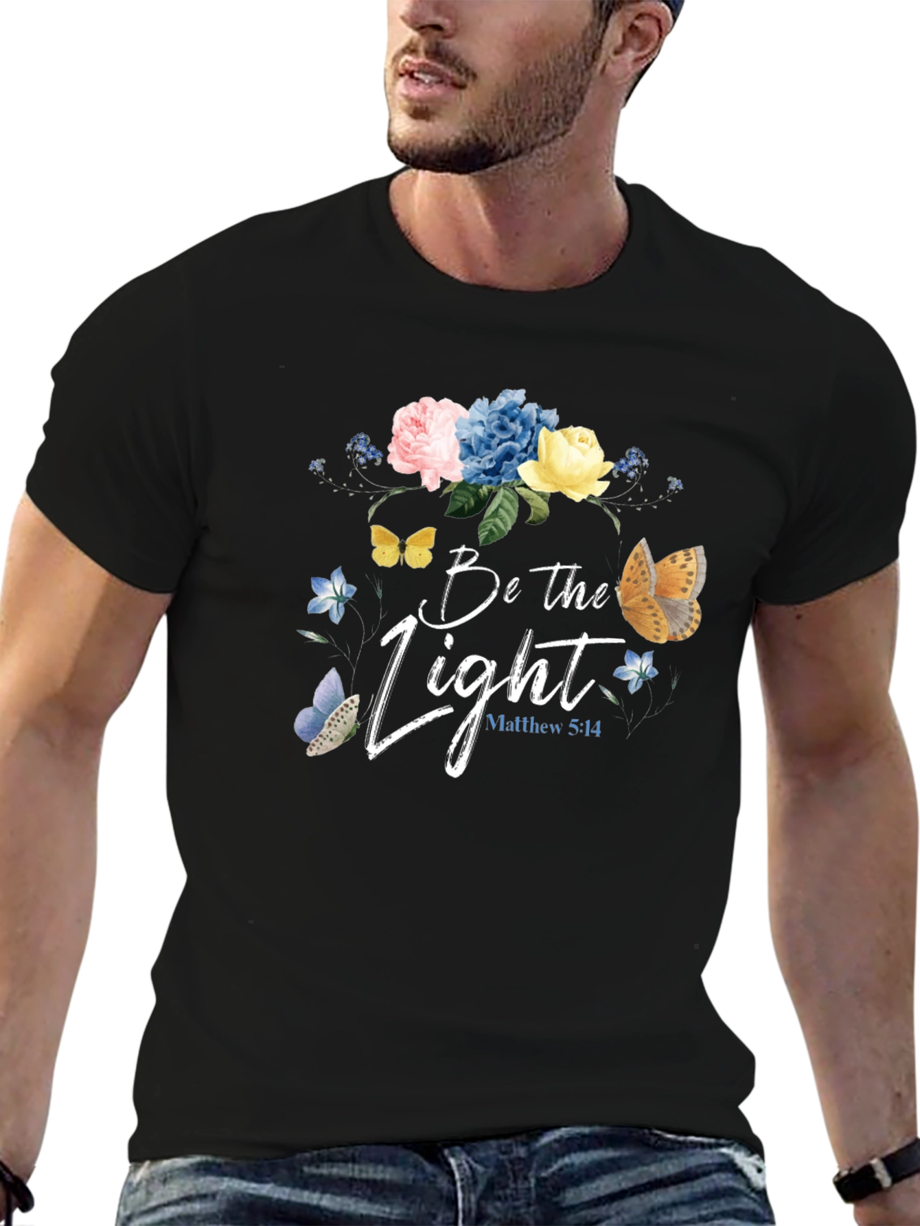 Be the Light Floral Graphic Tee - Christian Inspired T-Shirt
