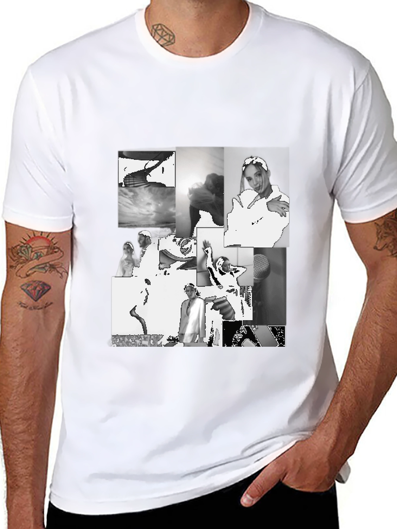 Black Collage Print Tee