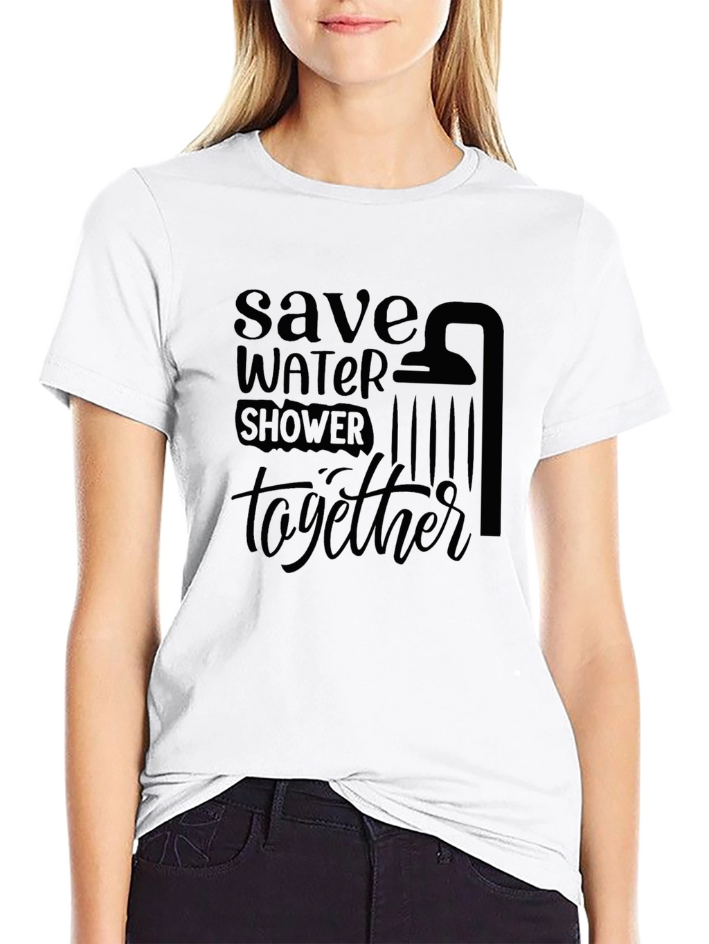 Save Water Shower Together Black T-Shirt