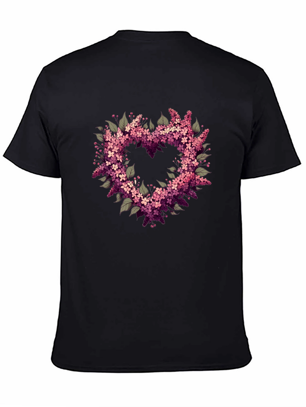 Floral Heart Graphic Black T-Shirt