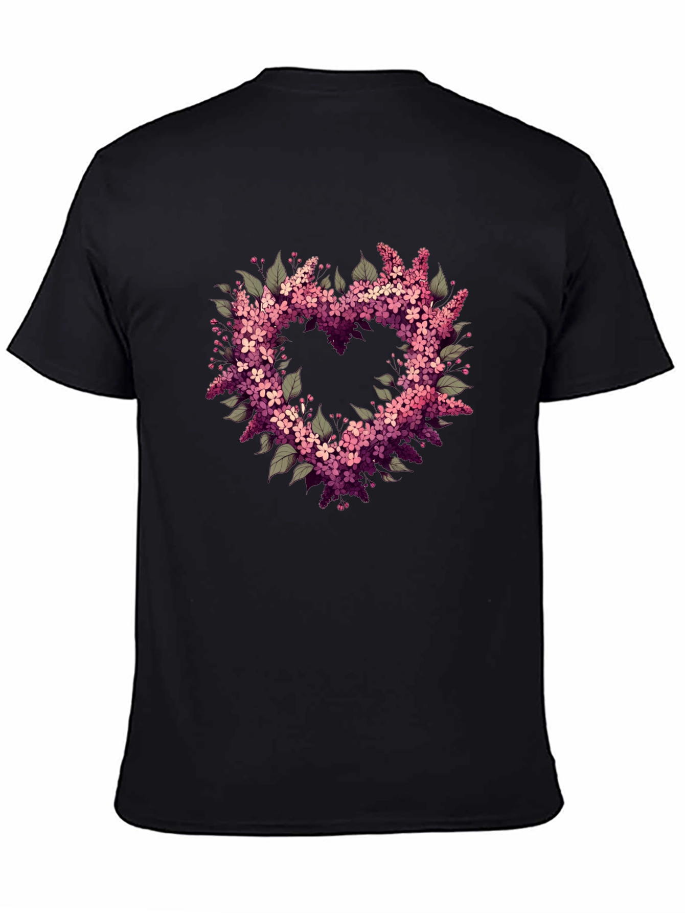 Floral Heart Graphic Black T-Shirt