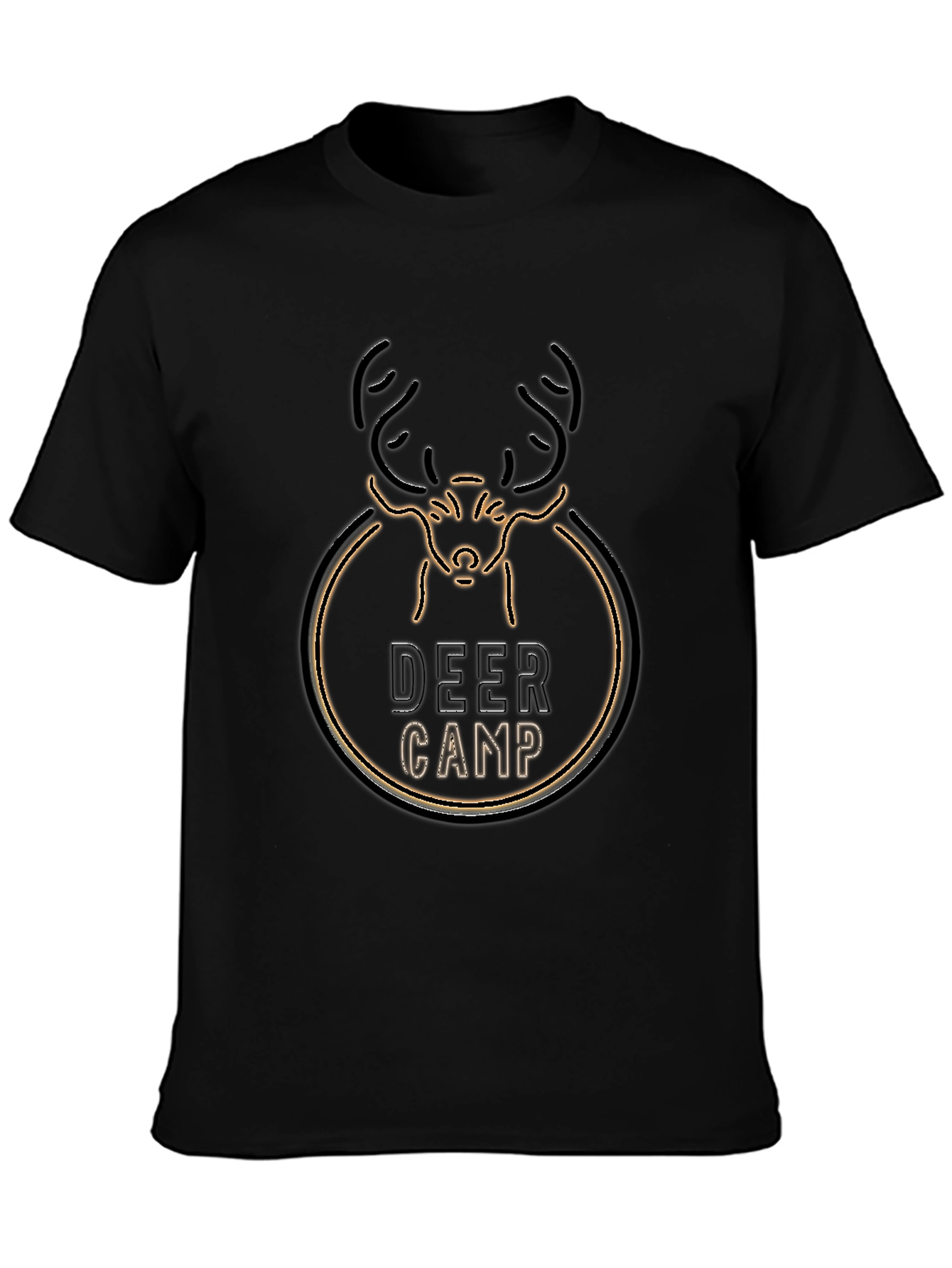 Deer Camp Graphic T-Shirt - Black Crew Neck Tee