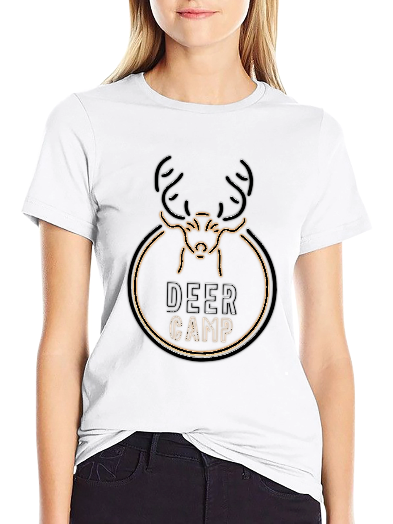 Deer Camp Graphic T-Shirt - Black Crew Neck Tee