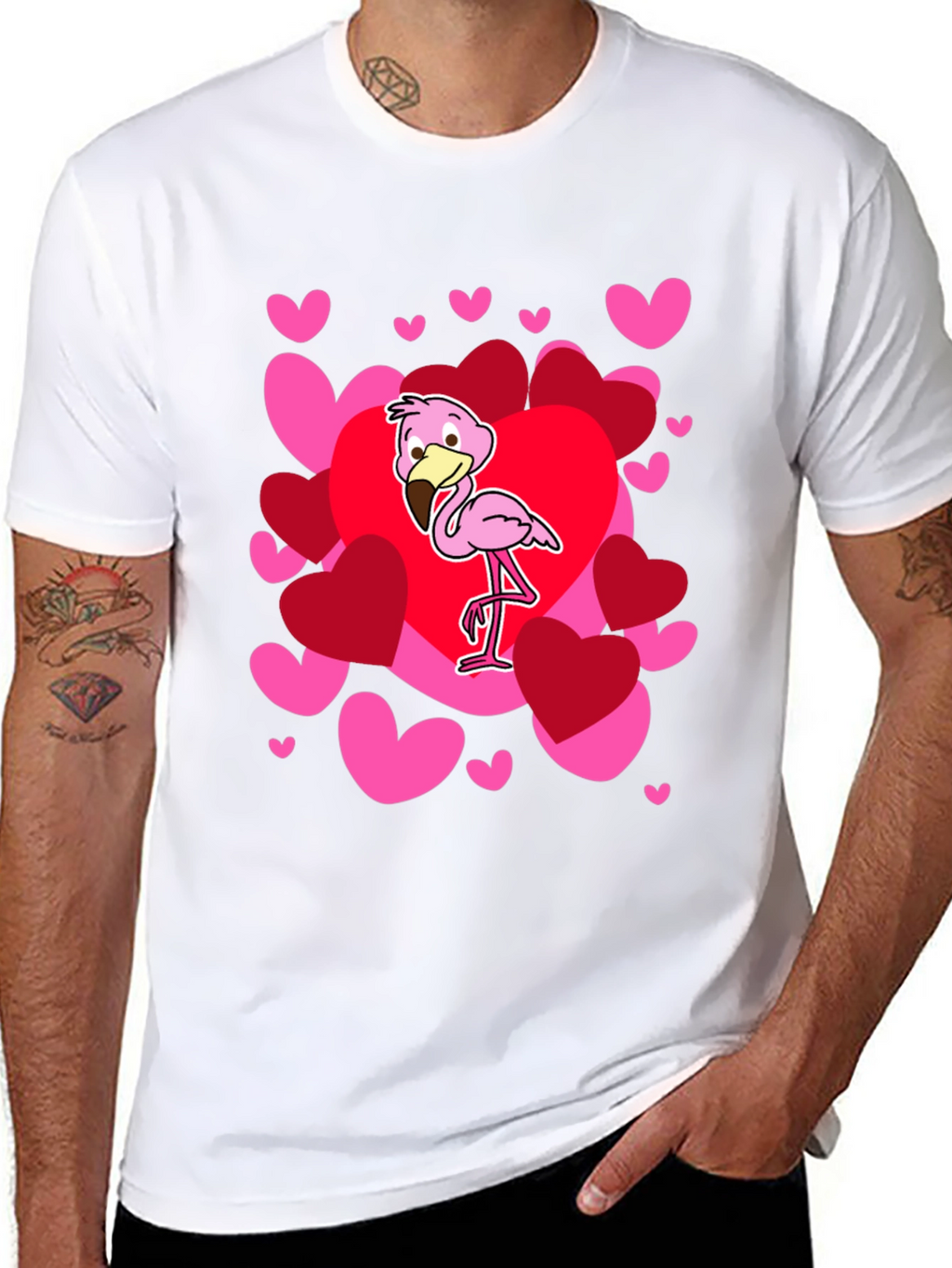 Valentines Flamingo Heart T-Shirt
