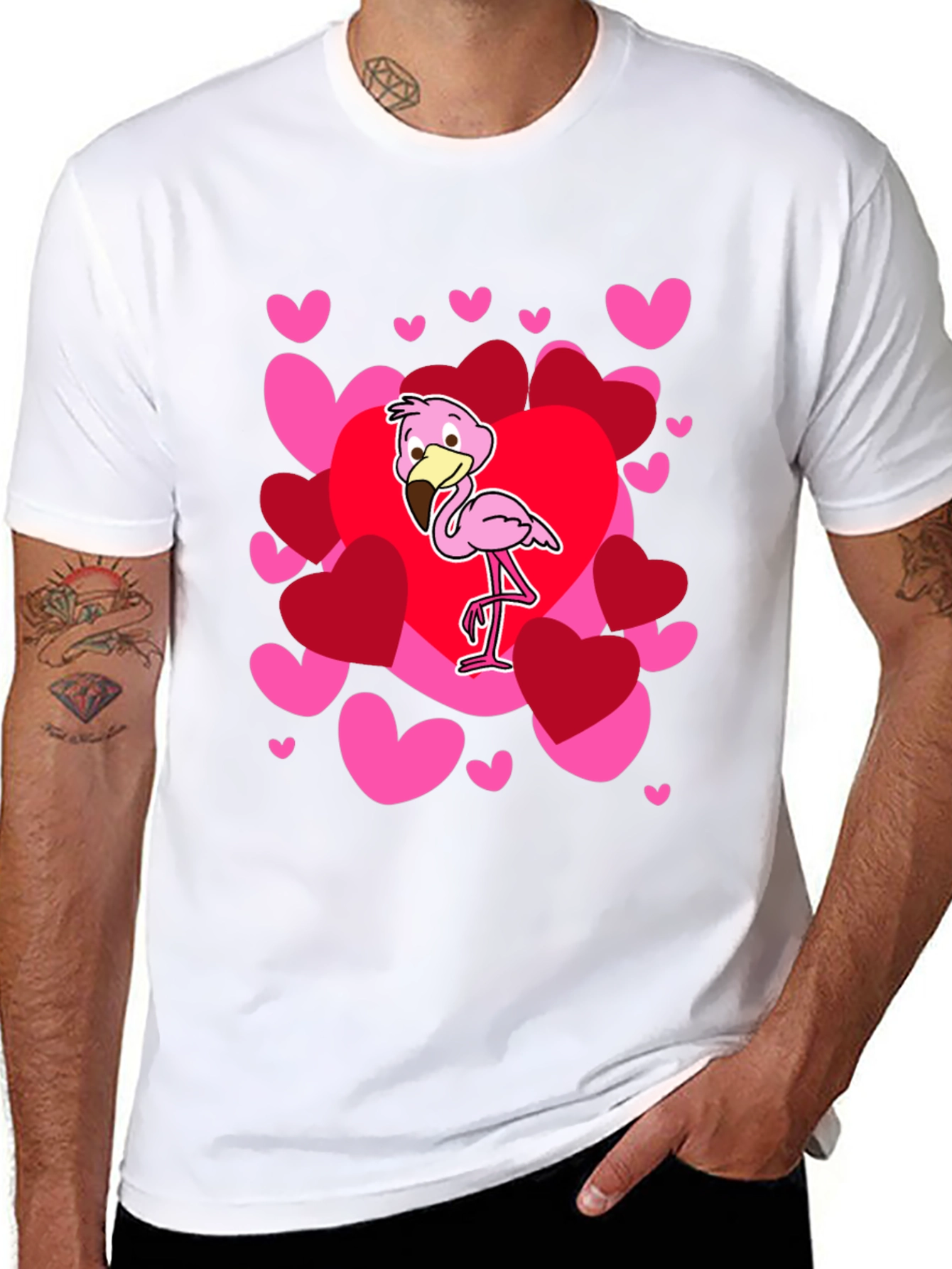 Valentines Flamingo Heart T-Shirt