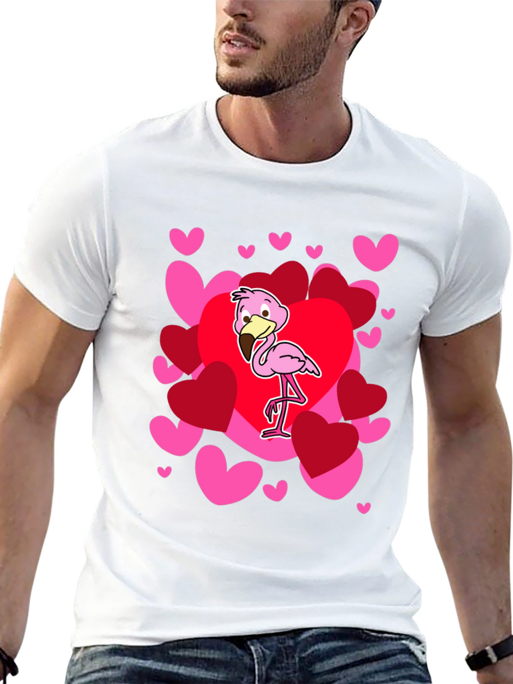 Valentines Flamingo Heart T-Shirt