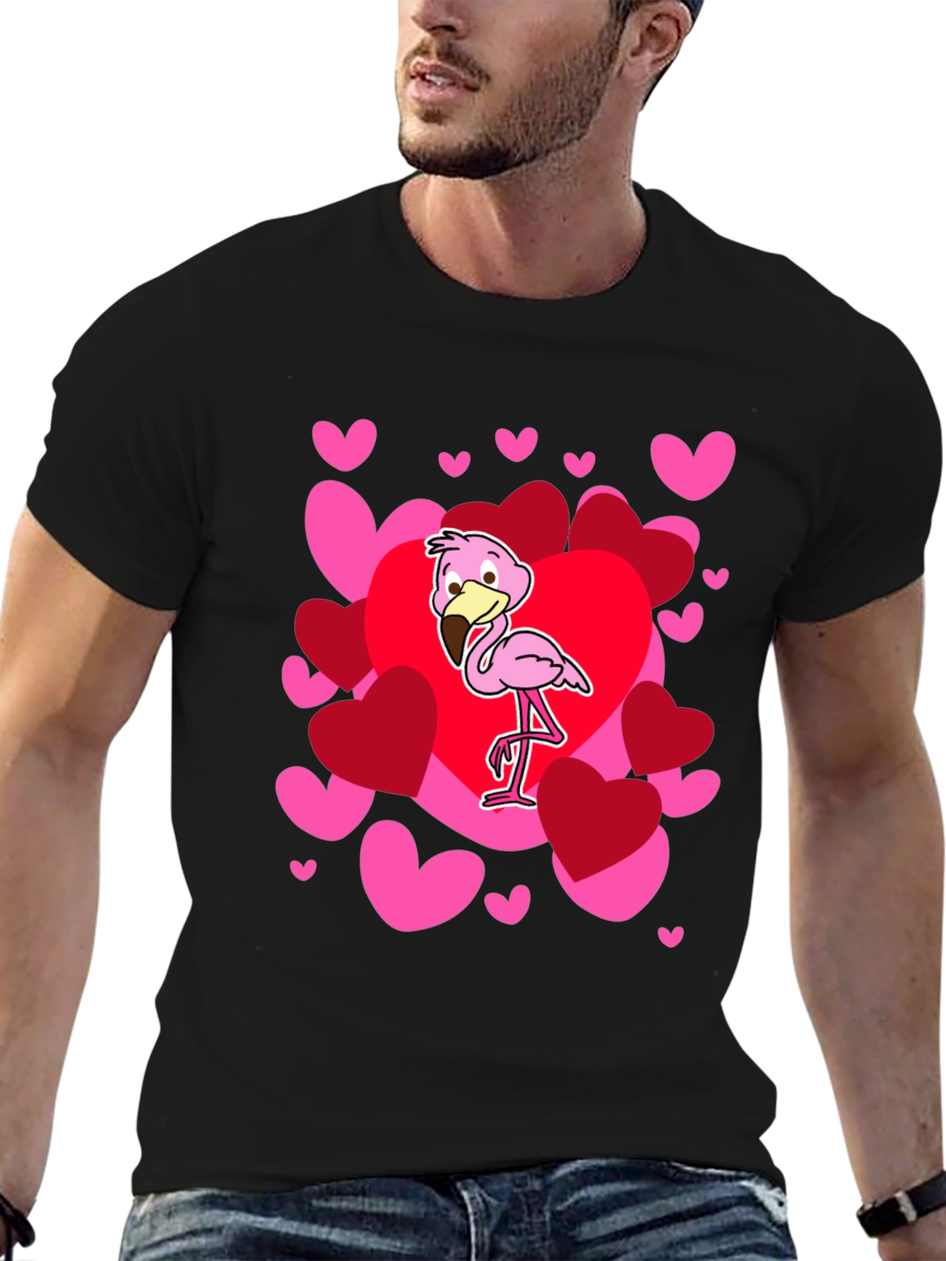 Valentines Flamingo Heart T-Shirt