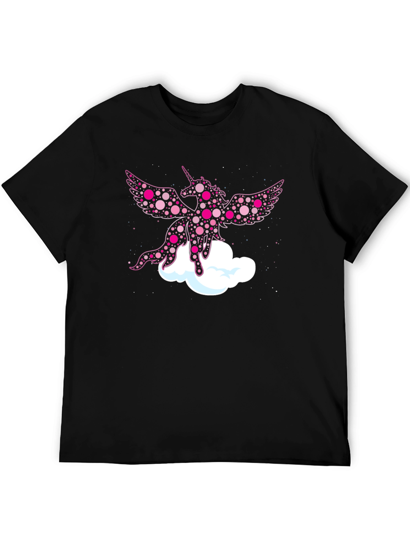 Whimsical Unicorn Graphic Tee - Black Cotton Blend
