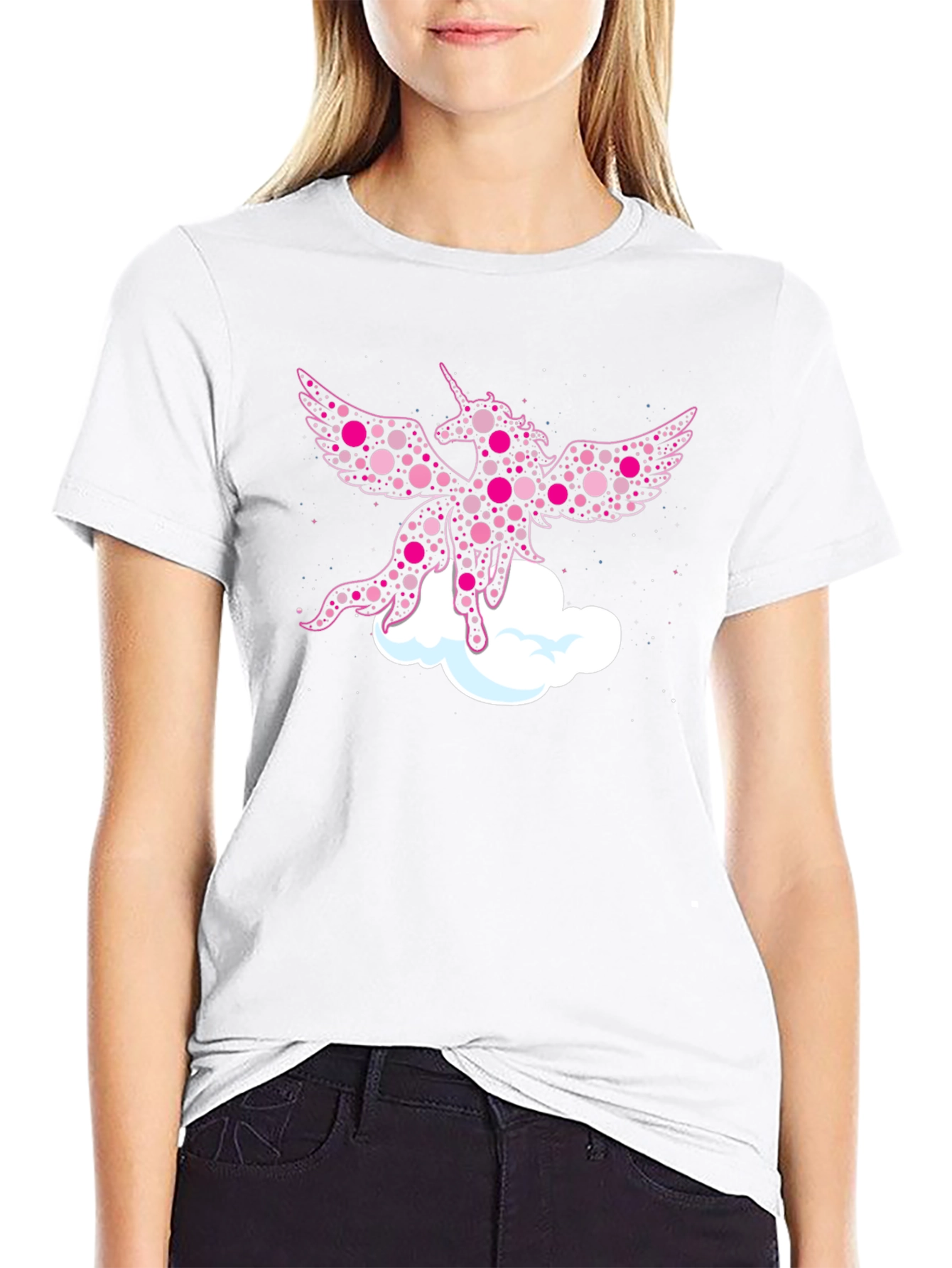 Whimsical Unicorn Graphic Tee - Black Cotton Blend