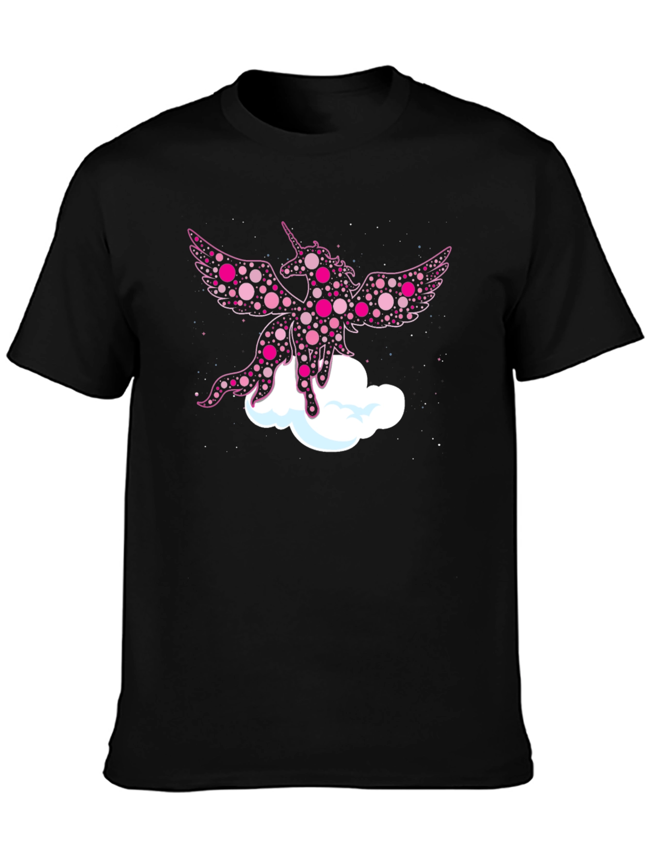 Whimsical Unicorn Graphic Tee - Black Cotton Blend