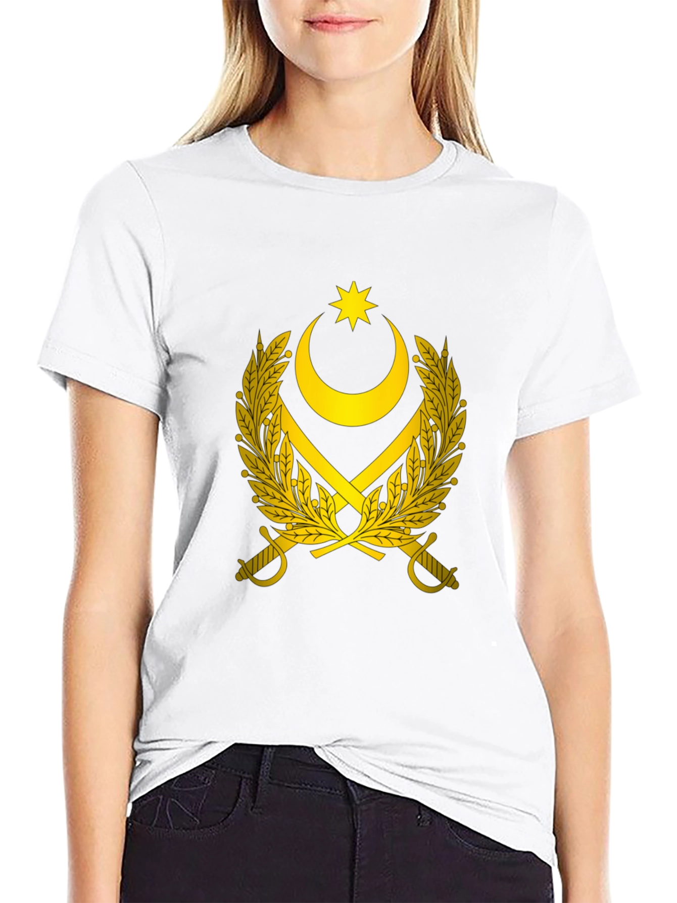 Emblem Tee - Crescent Star & Swords Graphic T-Shirt