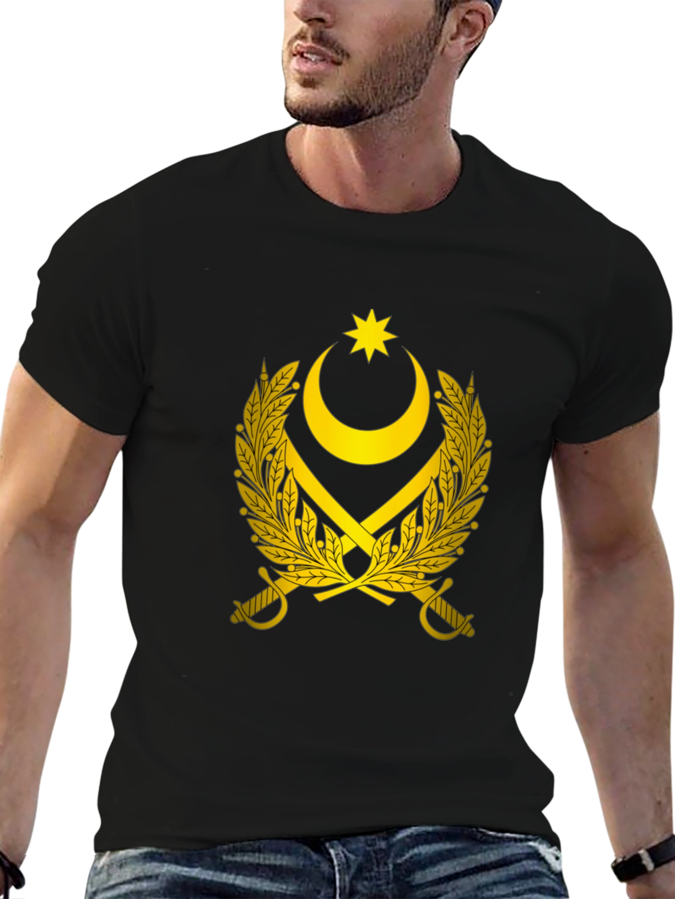 Emblem Tee - Crescent Star & Swords Graphic T-Shirt
