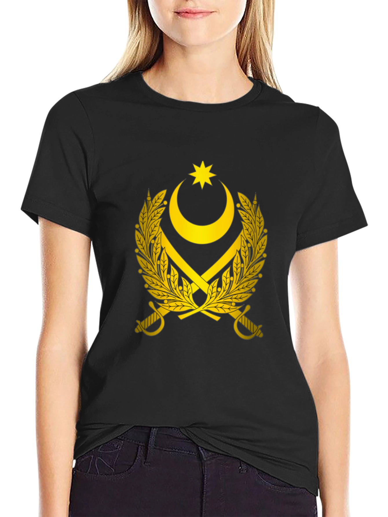 Emblem Tee - Crescent Star & Swords Graphic T-Shirt