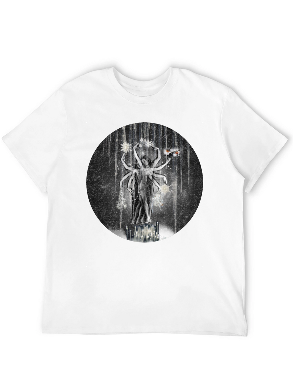 Surreal Multi-Armed Figure Black T-Shirt
